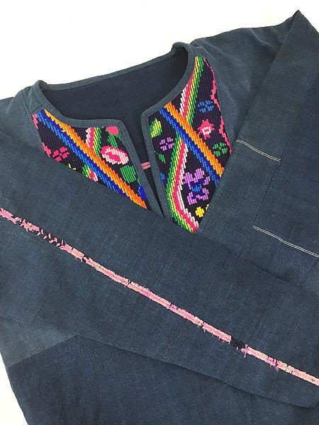 レディース 古着 70s 花 民族 刺しゅう グアテマラ ガテマラ スッキパー プルオーバー チュニック トップス L位 古着