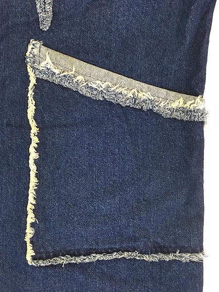 レディース 古着 80s USA製 Lida Jeans カットオフ フリンジ パッチワーク デザイン デニム コート M 古着