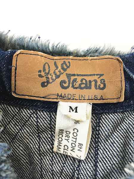 レディース 古着 80s USA製 Lida Jeans カットオフ フリンジ パッチワーク デザイン デニム コート M 古着