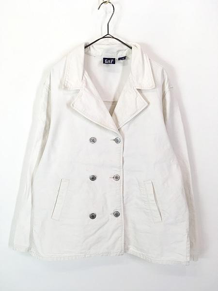 レディース 古着 90s GAP ホワイト コットンキャンバス Pコート ジャケット L 古着