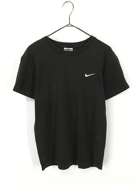 レディース 古着 90s USA製 NIKE スウォッシュ ワンポイント 刺しゅう Tシャツ 黒 M 古着の通販は