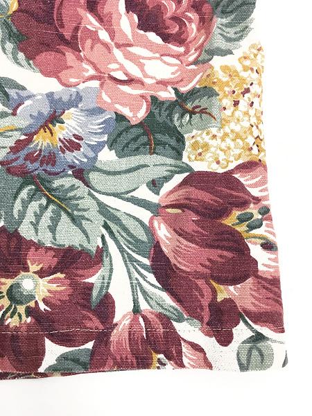 レディース 古着 80s USA製 WILLOWBEND 花 フラワー キャンバス地 半袖