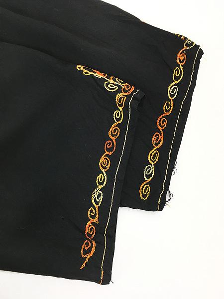 レディース 古着 70s 花 フラワー チェーンステッチ 刺しゅう 8分袖