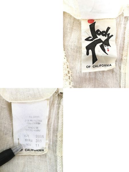 レディース 古着 70s Jody T of California レース 切替 フリル
