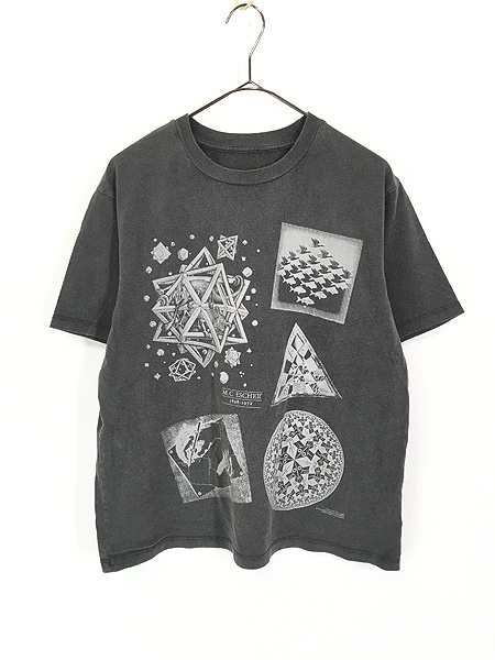 レディース 古着 90s M.C. Escher エッシャー 豪華 マルチ オールド だまし絵 アート Tシャツ L位 古着