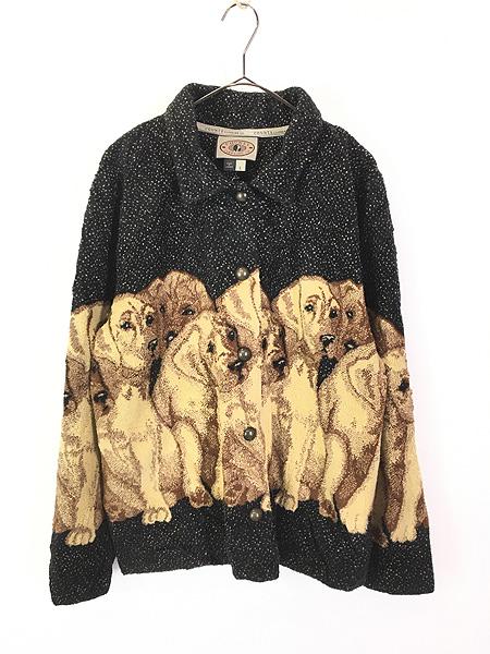 レディース 古着 製 COUNTY 犬 ワンちゃん アニマル フリース ジャケット L 古着