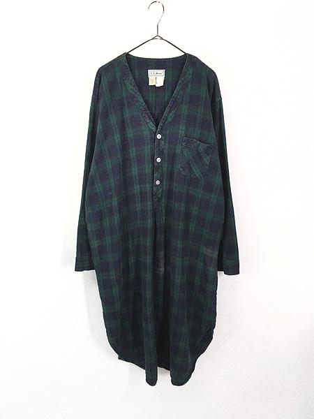 レディース 古着 80s USA製 LL Bean チェック 総柄 ハーフボタン フランネル ワンピース ミモレ丈 XL 古着の通販は 6,314円