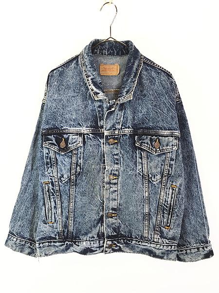 レディース 古着 80s USA製 Levi's 75068-0227 ワイドシルエット ケミカル アシッド デニム トラッカー ジャケット Gジャン S 古着の通販は