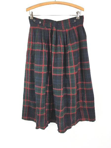 レディース 古着 90s Ralph Lauren チェック タック ウール スカート ロング丈 M位 古着 6,699円