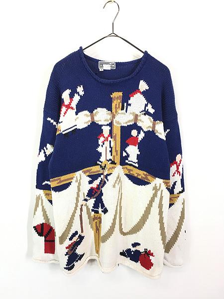 レディース 古着 90s BEREK2 航海士 船員 4面 デザイン コットン ニット セーター S 古着