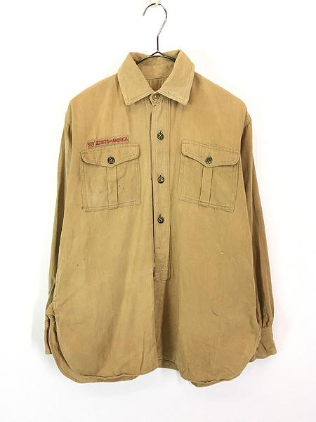 レディース 古着 30s BSA Boy Scout of America チェンジボタン コットンツイル ボーイスカウト シャツ M位 古着