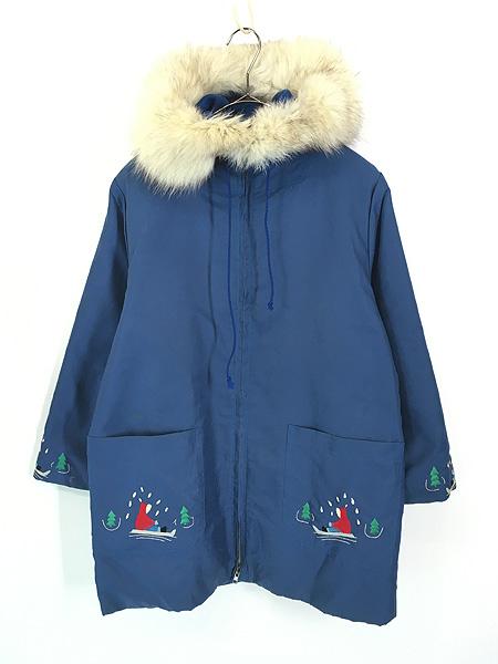 レディース 古着 70s Canada製 BAYVIEW CRAFTS ソリ 雪 リアルファー エスキモー フーディー コート S位 古着の通販は 8,250円