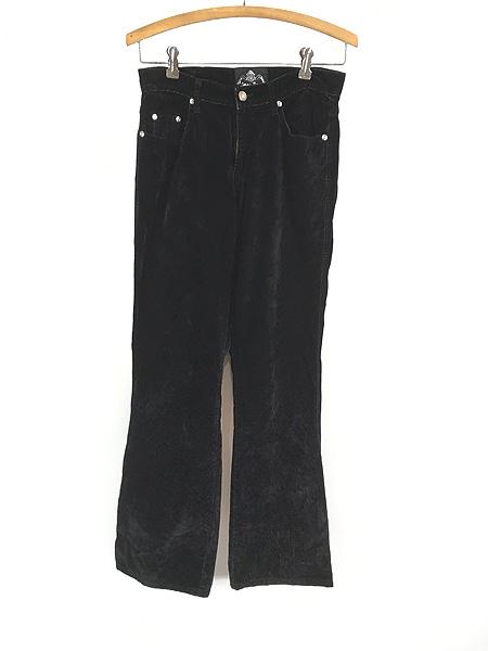 レディース 古着 90s JouJou 光沢 ブラック ベルベット ベロア スラックス パンツ フレア W28 L30 古着