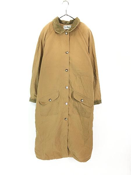 レディース 古着 80s USA製 LL Bean 襟 コーデュロイ コットン キャンバス ロング コート ライナー完備!! L 古着