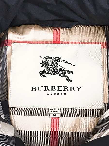 レディース 古着 Burberry London 裏地 チェック フーデッド ダウン ジャケット 黒 M 古着