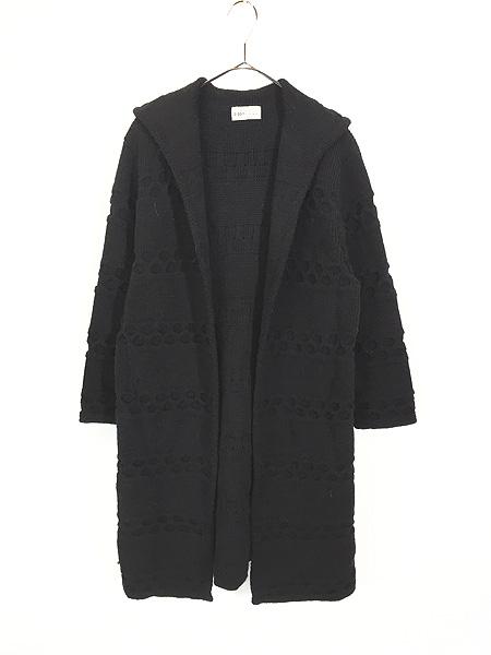 レディース 古着 70s LeRoy ハニカム ワッフル編み ボーダー ロング ニット コート カーディガン M位 古着の通販は