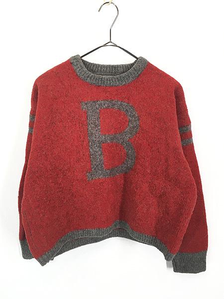 レディース 古着 80s Italy製 benetton 「B」 2ライン クロップド丈 ウール ニット セーター M位 古着の通販は 7,700円