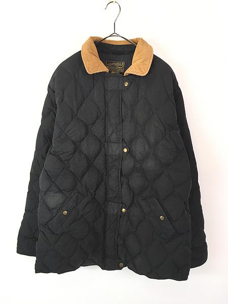レディース 古着 80s Eddie Bauer 襟コーデュロイ キルティング ダウン ジャケット L 古着