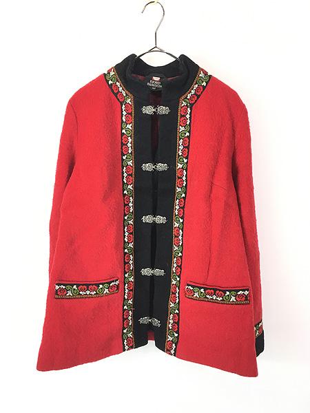 レディース 古着 80s FJORD FASHION チロリアン テープ スタンドカラー ウール ジャケット L位 古着