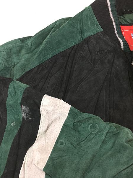 古着 NFL New York Jets ジェッツ 本革 オール スエード レザー