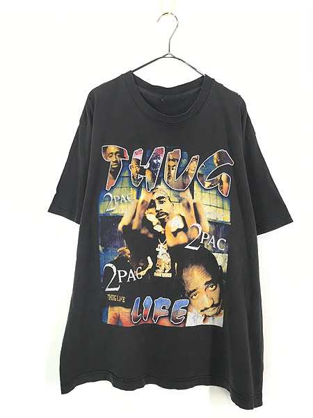 古着 90s TUPAC 2pac 「THUG LIFE」 フォト ヒップホップ ラップ ブートレグ Tシャツ XXL位