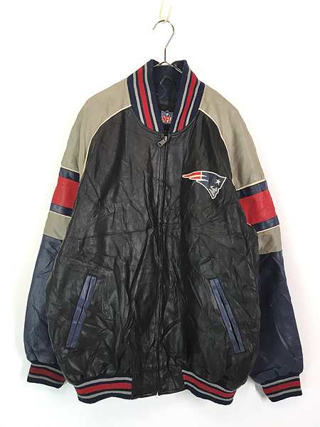 古着 NFL New England Patriots ペイトリオッツ パデット フェイクレザー ジャケット L 古着