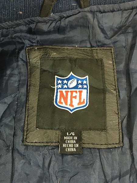 古着 NFL New England Patriots ペイトリオッツ パデット フェイクレザー ジャケット L 古着