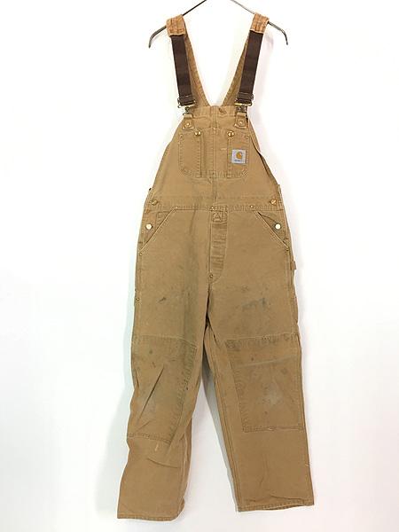古着 90s Carhartt ブラウン ダック Wニー ワーク オーバーオール W33 L28 古着の通販は