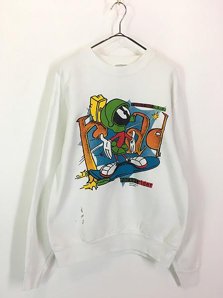 古着 90s USA製 LOONEY TUNES Marvin the Martian 「Rocket Rider」 マービン 両面 スウェット トレーナー L 古着の通販は 14,300円
