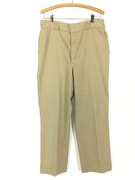 古着 90s USA製 Dickies コットンツイル ワーク チノ パンツ ストレート カーキ W35 L29の通販は