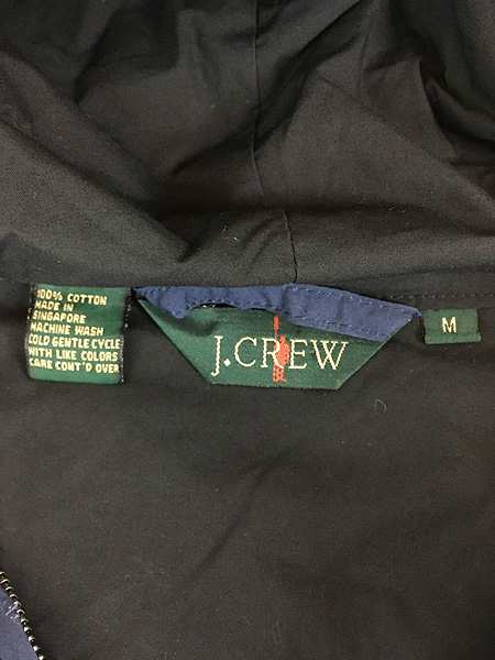 古着 90s J Crew 名作 太ピッチ ワイド ボーダー コットン アノラック パーカー ジャケット M