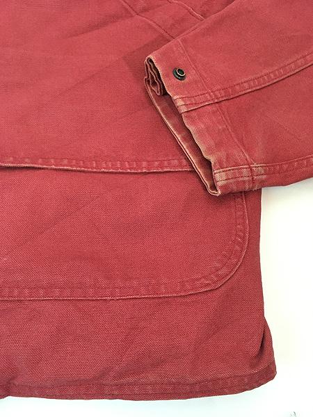 古着 80s USA製 WoolRich 本革 レザー 襟 ワインレッド ダック