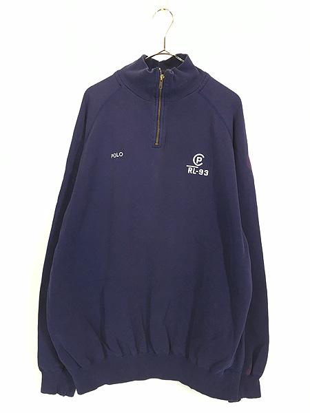 古着 90s Polo Ralph Lauren 「RL-93」 刺しゅう ハーフジップ スウェット トレーナー L 古着の通販は 15,400円
