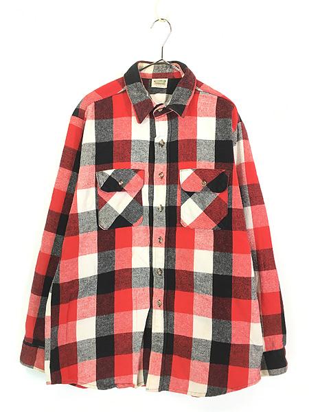 古着 80s USA製 FIVE BROTHER 好配色 ブロック チェック ヘビー フランネル シャツ ヘビネル LT