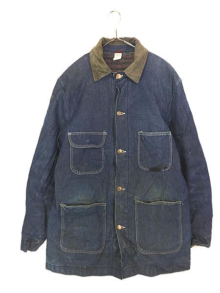 古着 80s USA製 BIG BEN ブランケット ライナー 濃紺 デニム ワーク カバーオール ジャケット 40Lの通販は
