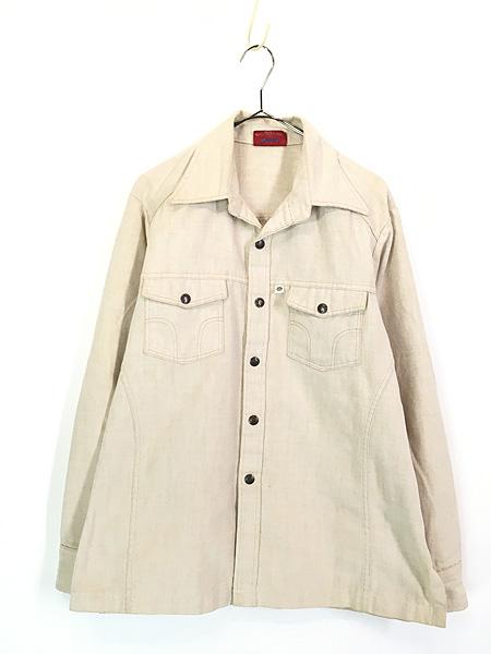 古着 70s Dickies ホップサック コットン 開襟 ワーク シャツ ジャケット Lの通販は 6,468円