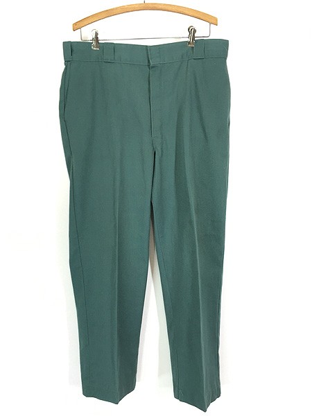 古着 80s USA製 Dickies コットンツイル ワーク チノ パンツ ストレート グリーン W37 L29.5の通販は