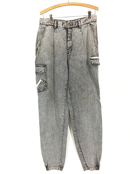 古着 90s Lee 「AIRGEAR」 ブラック ケミカル デニム カーゴ パラシュート パンツ ジーンズ W32 L33