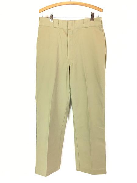 古着 80s USA製 Dickies コットンツイル ワーク チノ パンツ ストレート カーキ W33 L31?@の通販は