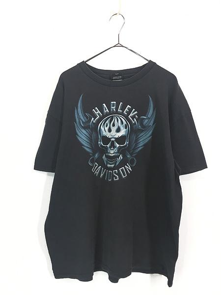 古着 10s HARLEY DAVIDSON ウィング スカル シールド&バー Tシャツ XL 古着の通販は 6,600円
