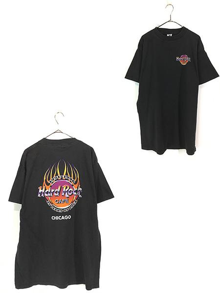 古着 90s Hard Rock Cafe 「CHICAGO」 ファイヤー アニバーサリー ハードロック Tシャツ XL 古着の通販は