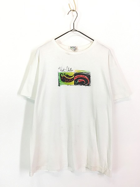 古着 90s USA製 Hot Chills Peppers ホットチリペッパーズ トウガラシ アート Tシャツ L 古着の通販は