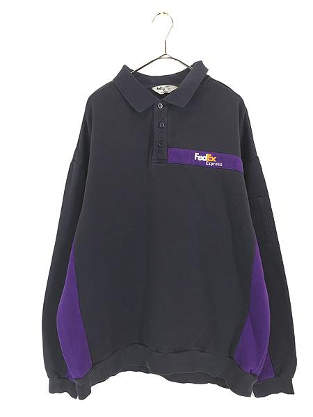 FedEx 90s 未使用 古着 90s FedEx フェデックス 企業 刺しゅう 襟付き スウェット