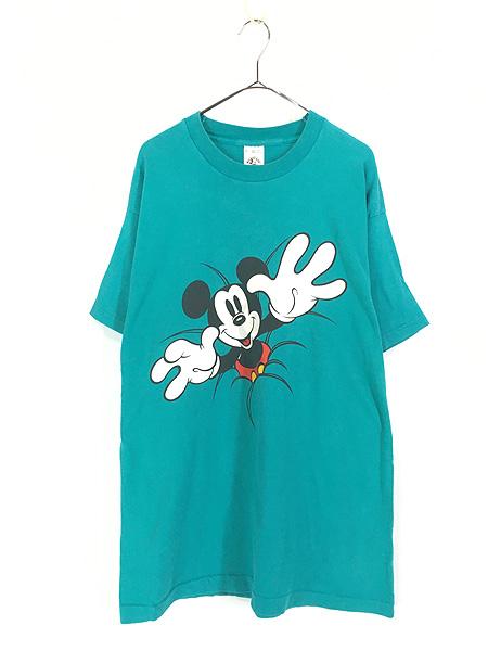 古着 90s USA製 Mickey 飛び出す ミッキー だまし絵 Tシャツ XL 古着