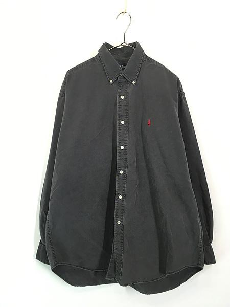 古着 90s Ralph Lauren 「BLAIRE」 ワンポイント ソリッド BD シャツ チャコール L 古着の通販は 5,170円