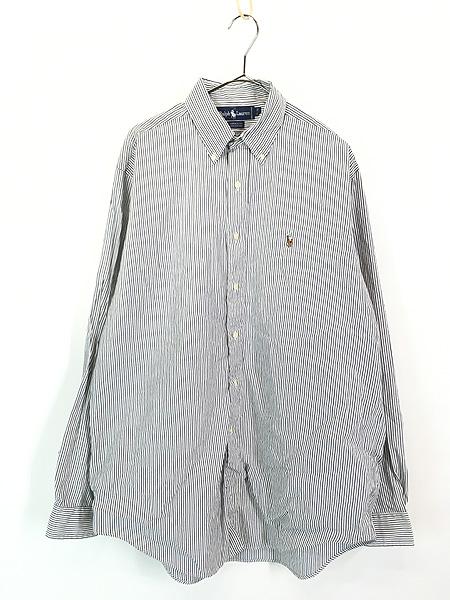 古着 90s Ralph Lauren 「YARMOUTH」 紺×黒×白 マルチ ストライプ BD シャツ 16 古着の通販は 6,050円