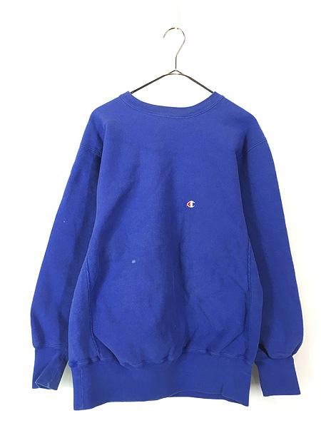 古着 90s USA製 Champion Reverse Weave ワンポイント リバース スウェット 青 XL 古着