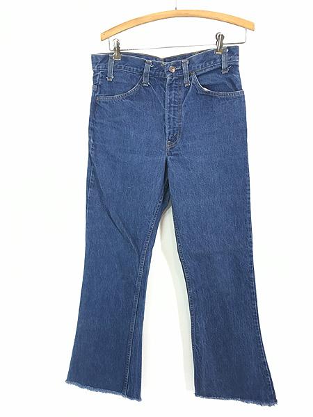 古着 70s Levi's 646 濃紺 ブルー デニム ベルボトム パンツ ジーンズ カットオフ W31 L29