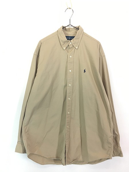古着 90s Ralph Lauren 「BLAKE」 ワンポイント ソリッド BD シャツ カーキ L 古着の通販は