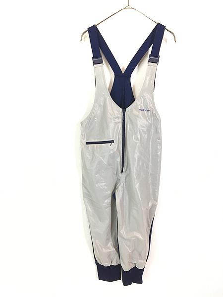 古着 80s adidas 光沢 ナイロン × ジャージ 7分丈 オーバーオール M 古着